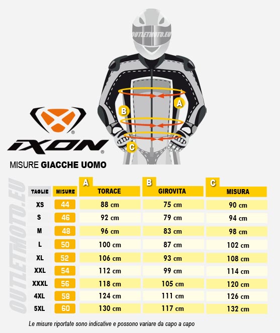 Tabella taglie cheap giubbotti uomo